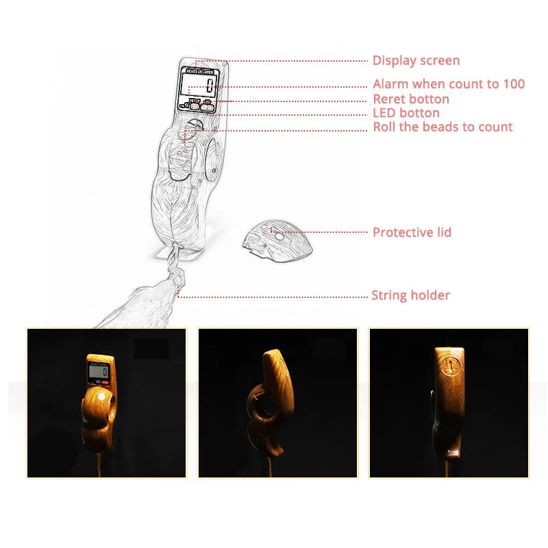 Portable Rotating Prayer Beads with Digital Counter Accurate Decompression Toy